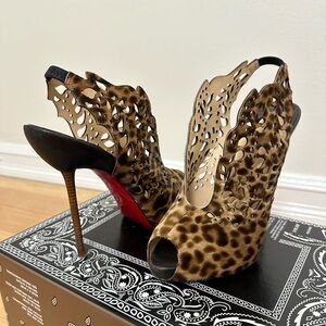 Christian Louboutin Brown Leopard Print Calf Hair Laser Cut Out Markesling